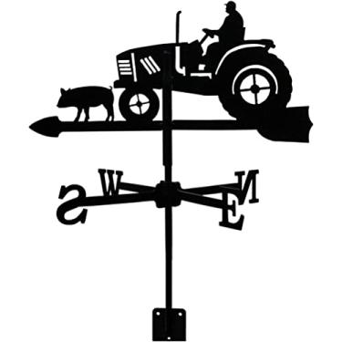 Imagem de Palheta meteorológica em forma de trator para decoração de ornamento de jardim de aço inoxidável criativo agricultura indicador de direção do vento cata-C