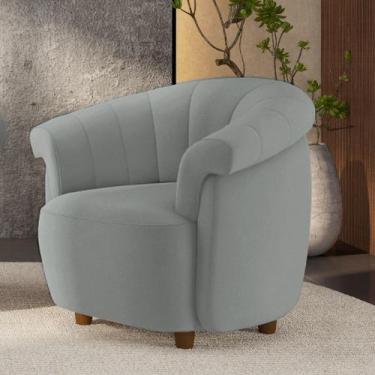 Imagem de Poltrona Decorativa Latvia 86cm Pés de Madeira Veludo Cinza G45 - Gran