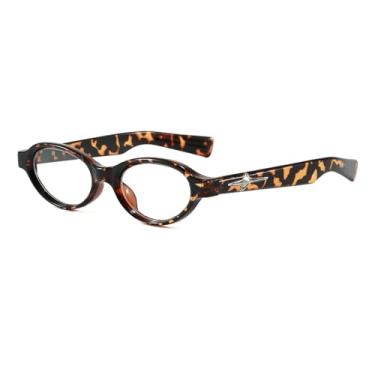 Imagem de SUNBSR Óculos retrô pequenos ovais com luz azul para mulheres e homens, armação grossa, óculos nerd pretos, Tartaruga, MM