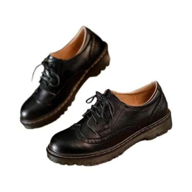 Imagem de Sapatos Casuais Femininos Estilo Britânico Oxford Plataforma Brogue Vi