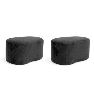 Imagem de Kit 2 Puff Feijão Curvo Orgânico Sala Redondo Confortável Moderno Suede Preto