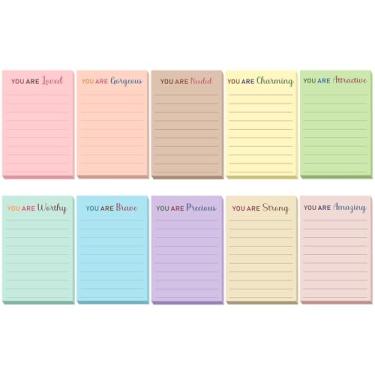 Imagem de Eaasty 10 peças de notas adesivas inspiradoras de cor clara reposicionam adesivos forrados com impressão grande, notas motivacionais autoadesivas para mulheres, presentes positivos, 10 x 15 cm