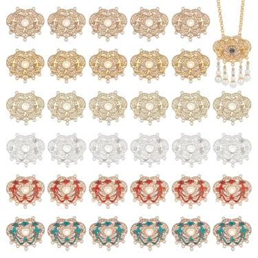 Imagem de PH PandaHall 36 peças 6 cores pingentes componentes de lustre, brincos vintage, pingentes, filigrana, nuvem, com conector de fênix, configurações de cabochão para fabricação de joias artesanais, 3,7 x