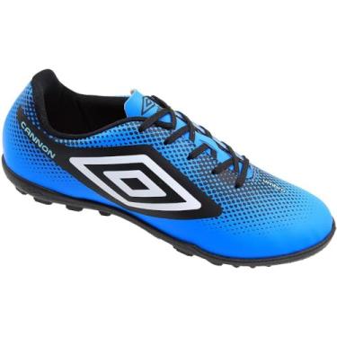 Imagem de Chuteira Society Umbro Cannon,Azul/Preto/Branco,38