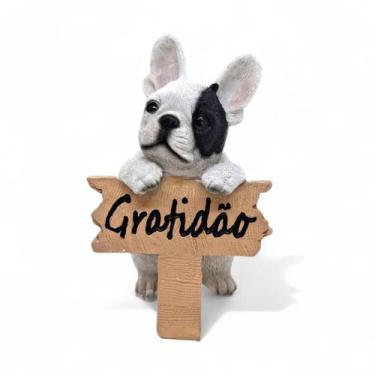 Imagem de Enfeite Cachorro Buldogue Francês com Placa Gratidão 14 cm - Youbai