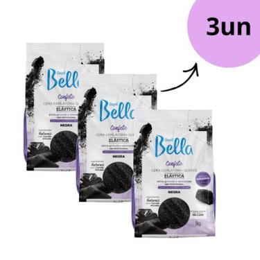 Imagem de Kit Depil Bella Cera Confete Negra 1kg C/3un