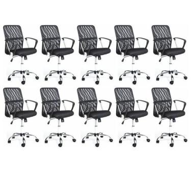 Imagem de Kit 10 Cadeiras de Escritório Diretor Tela Mesh Comfort - Espresso Móv