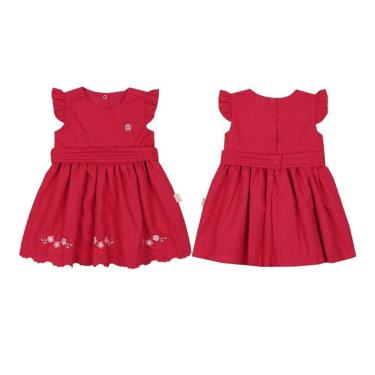 Imagem de Vestido Festa Bebê Menina Tricoline Bordado Paraiso Rf 15496-Feminino