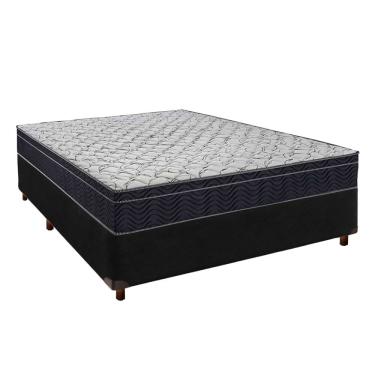 Imagem de Cama Box Preto com Colchão Casal Airtech 150 Ortobom