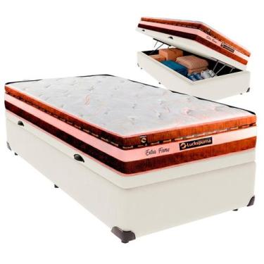 Imagem de Cama Box Baú Solteirão e Colchão Esplendor Molas Ensacadas Luckspuma P