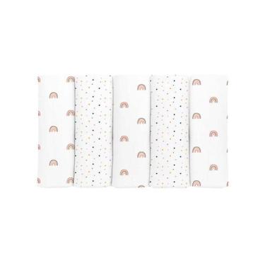 Imagem de Fralda Prime de Pano para Bebê 70 cm x 70 cm Baby Joy, Poás e Arco íri