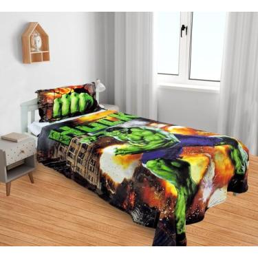 Imagem de Manta E Fronha Hulk Cobertor Fleece Solteiro 2pç MS-HL1 - Fantasia Brá