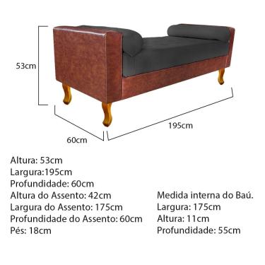 Imagem de Recamier Félix King Size 195cm Linho Chumbo
