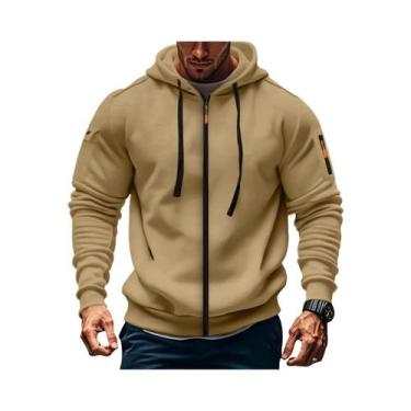Imagem de Moletom Masculino Slim Fit Com Capuz E Zíper, Manga Longa, Design Casu