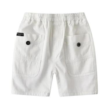 Imagem de Shorts De Algodão Para Meninos Pequenos, Marrom E Branco, 2-8 Anos, Ro