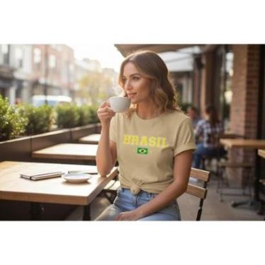 Imagem de Camiseta Feminina T Shirt Brasil Copa 2026 Jogos Malha Algodão Leve do P ao G1-Feminino