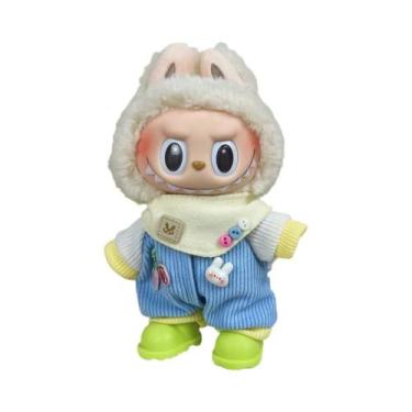 Imagem de 17cm mini boneca labubu brinquedo de algodão de pelúcia diy vestir rou