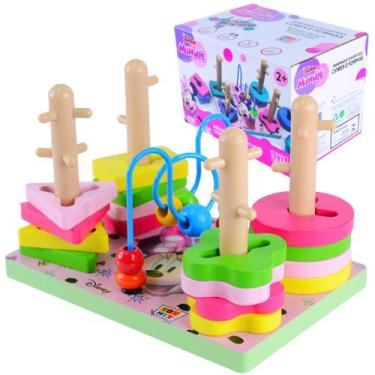 Imagem de Brinquedo Pedagogico Disney Minnie Aramado Encaixe Forma Cor, Colorido