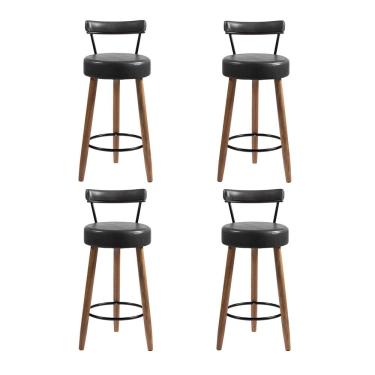 Imagem de Kit 04 Banquetas Alta Para Cozinha Área Gourmet Nápoles Couríssimo Preto - Abmaza