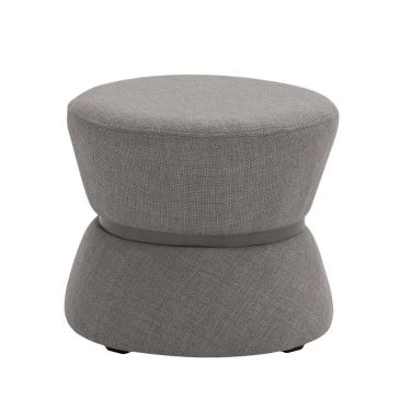 Imagem de Puff Decorativo Redondo Zoy 45cm Cinto Em Aço Titânio Linho Cinza - Nexta Casa