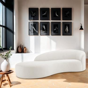 Imagem de Divã Recamier Orgânico França 220cm Lado Esquerdo Bouclé Branco