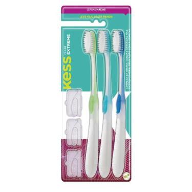 Imagem de Escova Dental Extreme Clear Macia Pack Com 3 - Kess - Belliz