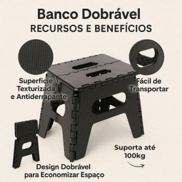 Imagem de Banquinho Dobrável de Plástico Resistente e Portátil Multiuso - Anxin