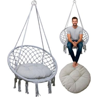 Imagem de Rede Cadeira de Balanço Suspensa SU 3630 SU ESTO2 Metal com Encosto com Almofada Cinza