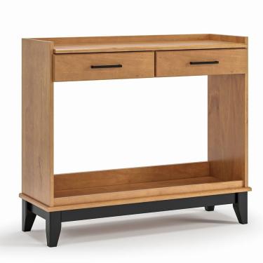 Imagem de Aparador Noble Rústico 2 Gavetas 100% Madeira Maciça 90CM Amadeirado Preto