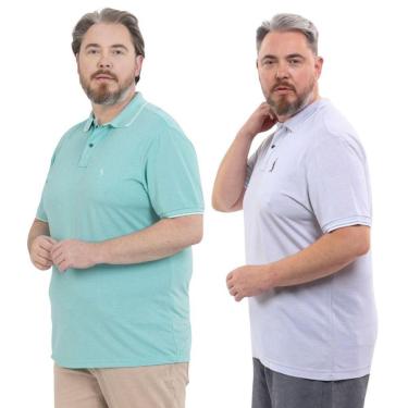 Imagem de Kit 2 Camisa Polo Masculina Plus Size Piquet Viscose Dry-Masculino