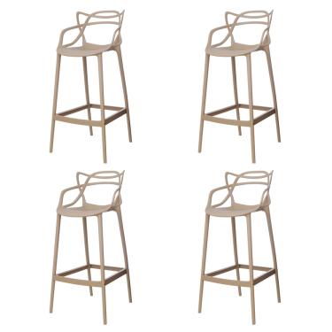 Imagem de Kit 4 Banquetas Allegra Nude Polipropileno Cozinha Bistrô Bancada