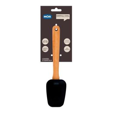 Imagem de Espátula Oval Silicone e Bamboo Preto Mor