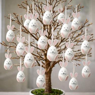 Imagem de Pendente Ovos Ovinhos Coelho Enfeite Páscoa 9x4cm Kit 36pçs - Genérico