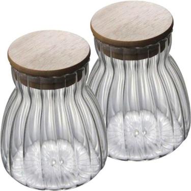 Imagem de Kit 2 Pote Hermético 700ML para Alimentos em Vidro com Tampa de Bambu 