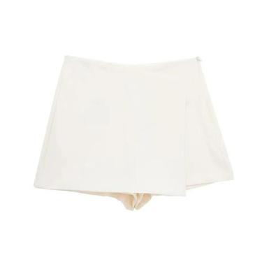 Imagem de Skort Assimétrico Preto de Cintura Alta - Saia Mini Casual para Verão 