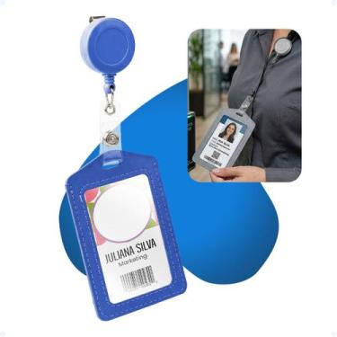 Imagem de Porta Crachá Roller Clip Retrátil Protetor Flexível Vertical - Hxt, Az