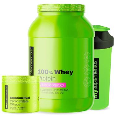 Imagem de Kit Whey Protein Concentrado 900g, Creatina Pura 150g e Coqueteleira – My Suplementos-Unissex