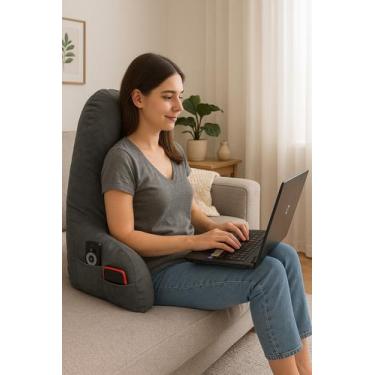 Imagem de Encosto De Veludo Ortobom  Para leitura Com Bolsos Laterais