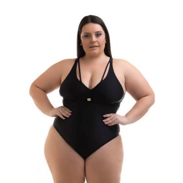 Imagem de Maiô Feminino Plus Size, Preto, Sem Bojo, Body, Tams. 48 e 52 - Acqua 