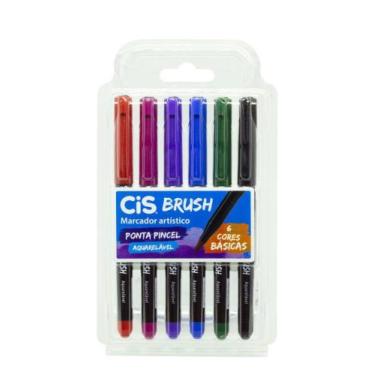 Imagem de Marcador cis brush cores basicas estojo com 6 cores