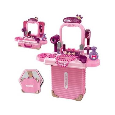 Imagem de Bancada Penteadeira Infantil 3 em 1 Maleta 21 Peça Maxi Toys