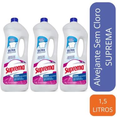 Imagem de 3 Unidade Alvejante Sem Cloro Ultra Branqueador Suprema 1,5L PAra Roup