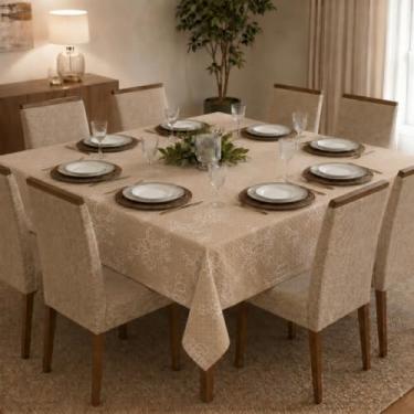 Imagem de Toalha de Mesa Quadrada Texturatta 8 Lugares 2,10m x 2,10m COZZILAR, Tecido Grosso, Elegância e Durabilidade (Modelo 6)