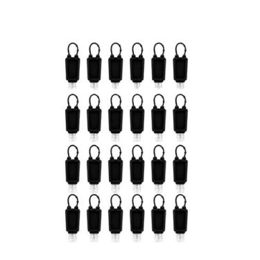 Imagem de Kit 24 Porta Álcool Gel Com Alça Silicone Para Brindes Cor:Preto - Esc