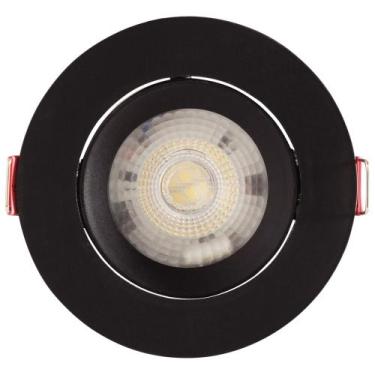 Imagem de Spot LED Tramontina Redondo 3K 3000K Preto Luz Amarela