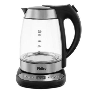 Imagem de Chaleira Elétrica Philco Digital Glass 1,7 Litros, Preto, 220V
