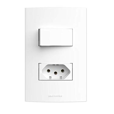 Imagem de Conjunto 1 Interruptor Simples e 1 Tomada 2P+T com Placa 4X2, Alumbra, Inova Pro 85050, Branco
