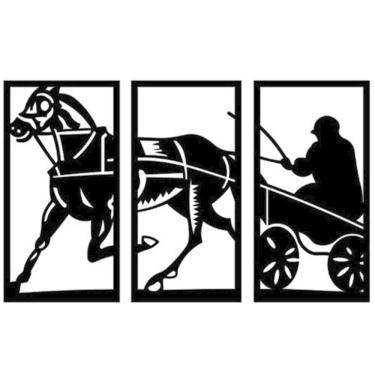 Imagem de Quadro decorativo cavalo trotter 3 partes 