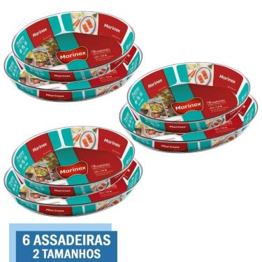 Imagem de Kit 6 Assadeiras Travessa Oval Vidro 2,4L 3,2L Nadir Marinex