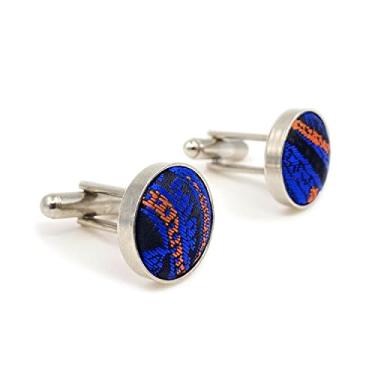 Imagem de S&W SHLAX&WING Gravatas masculinas laranja azul combinando apenas abotoaduras